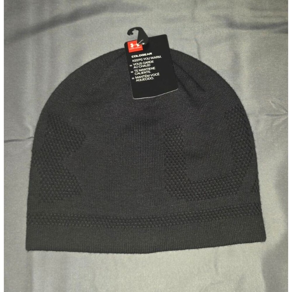 Under Armour Beanie Mens New With Tags OSFA Black UA Logo Coldgear